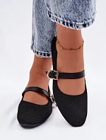 Textilní baleríny s páskem a přezkou Jelisa