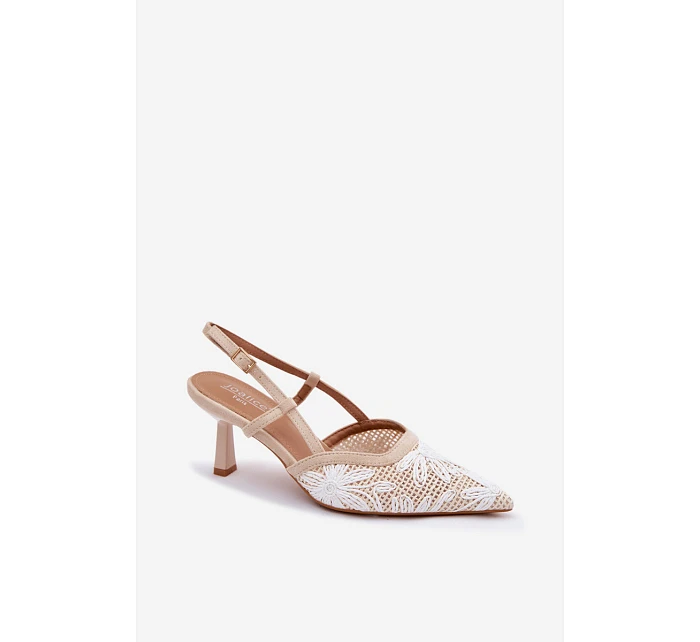 Sandály na podpatku s květinami Béžové Kelmira Sandály na podpatku s květinami Béžové Kelmira