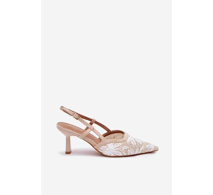 Sandály na podpatku s květinami Béžové Kelmira Sandály na podpatku s květinami Béžové Kelmira