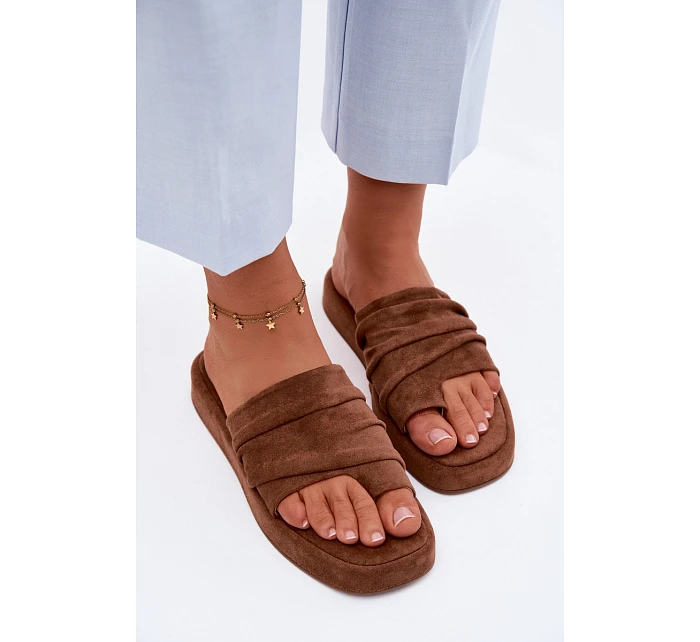 Dámské Pantolety S Řasením Hnědé Gelmira Dámské Pantolety S Řasením Hnědé Gelmira