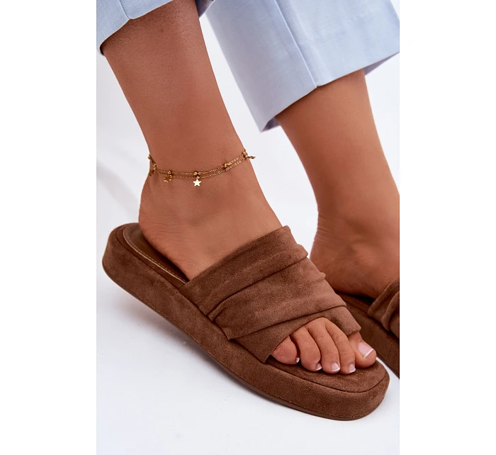 Dámské Pantolety S Řasením Hnědé Gelmira Dámské Pantolety S Řasením Hnědé Gelmira