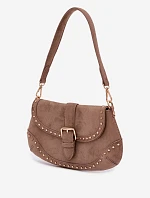 Eko semišová kabelka s cvočky tmavě béžová Clarielle