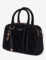 Kufříková Eko semišová kabelka s přívěskem Černá Sorielle