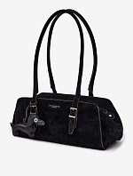 Kabelka z imitace semiše s přívěskem jezevčík černá Noely