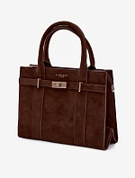 Kabelka typu Kufr z imitace semiše čokoládová Noressa