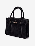 Kufříková kabelka z imitace semiše Černá Noressa