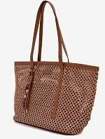 Pletená taška typu shopper s přívěskem světle hnědá Noella