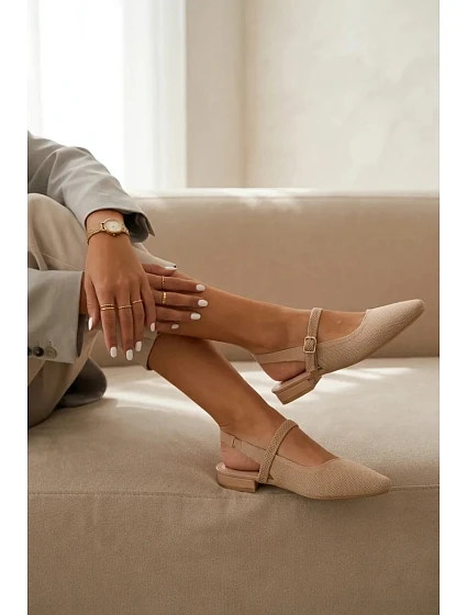 Materiálové Dámské Baleríny S Páskem model 22122607 - Boto