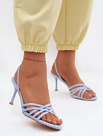 Dámské sandály na podpatku s pásky Modré Velivelle