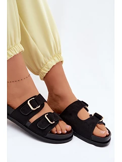 Dámské pantofle se zlatými sponami Černé Pelorin