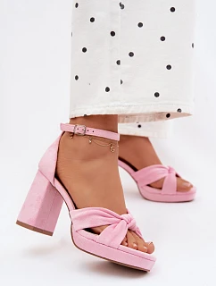 Dámské sandály na podpatku s imitací semiše růžové Rosetta