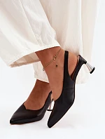 Kožené dámské sandály na podpatku Vinceza 66922 Černé