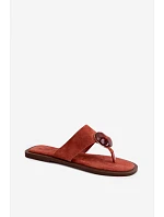 Dámské ploché žabky s ozdobou Eko semiš oranžové Selvessa