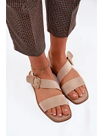 Dámské sandály na ploché podrážce Béžové se zlatou sponou Verissea