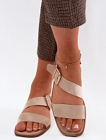 Dámské sandály na ploché podrážce Béžové se zlatou sponou Verissea