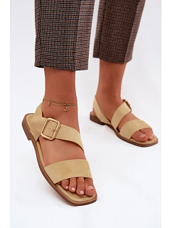 Dámské sandály na ploché podrážce se zlatou přezkou Žluté Verissea