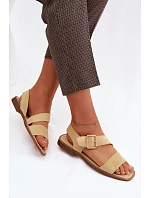 Dámské sandály na ploché podrážce se zlatou přezkou Žluté Verissea