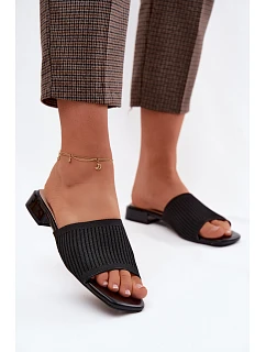 Materiálové dámské pantofle na plochém podpatku Černé Belissea