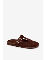 Dámské Mule z umělé semišové hnědé Melvia