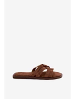 Dámské ploché sandály s pásky Simi semišové hnědé Calvia