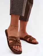 Dámské ploché sandály s pásky Simi semišové hnědé Calvia