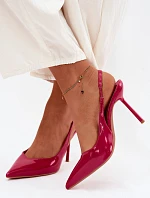 Lakované lodičky sandály z umělé kůže fuchsiové Calera