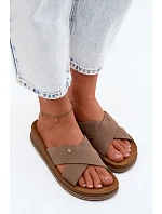 Kožené Semišové Dámské Pantofle model 22120786 Béžové - Maciejka