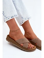 Kožené Semišové Dámské Pantofle model 22120786 Béžové - Maciejka