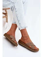 Kožené Semišové Dámské Pantofle model 22120786 Béžové - Maciejka