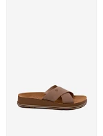 Kožené Semišové Dámské Pantofle model 22120786 Béžové - Maciejka