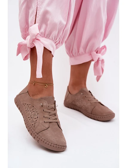 semišové polobotky tmavě béžové model 22123254 - Boto