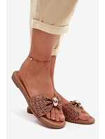 Dámské Pletené Sandály S Zlatým Detalem Hnědé Goldie