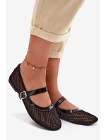 Síťové baleríny s páskem Černé Gaia