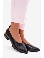 Kožené baleríny na nízkém podpatku Černé Hoshi