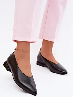 Kožené baleríny na nízkém podpatku Černé Hoshi