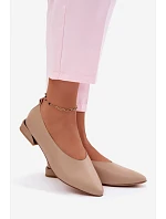 Kožené baleríny na nízkém podpatku Béžové Hoshi