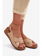 Pohodlné dámské sandály na platformě béžové Iggy