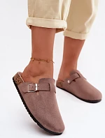 Dámské pantofle s přezkou tmavě béžové Lacey