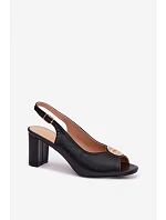 Dámské sandály na podpatku se zlatým detailem Černé Lotus