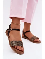 Dámské sandály na ploché podrážce Černé Lumina