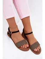 Dámské sandály na ploché podrážce Černé Lumina