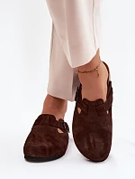 Kožené semišové pantofle Mule s přezkou Zazoo 1905 čokoládové