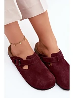 Kožené semišové mules s přezkou Zazoo 1905 tmavě fialové