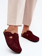 Kožené semišové mules s přezkou Zazoo 1905 tmavě fialové