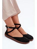 Semišové dámské baleríny Barefoot s mašličkami Zazoo 320 Černé