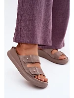 Kožené semišové dámské pantofle na platformě Vinceza 66916 Tmavě béžové