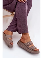 Kožené semišové dámské pantofle na platformě Vinceza 66916 Tmavě béžové