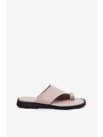 Kožené dámské žabky Vinceza Béžové