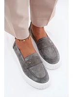 Kožené Semišové Polobotky Dámské Na Platformě Vkládací Vinceza 93218 Tmavě Šedé