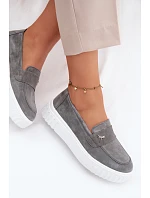 Kožené Semišové Polobotky Dámské Na Platformě Vkládací Vinceza 93218 Tmavě Šedé